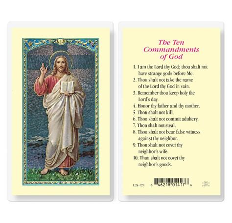 Ten Commandments Laminated Holy Card 25 Pack Buy Religious Catholic