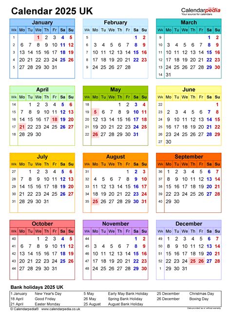 Calendar 2025 Uk Free Printable Microsoft Word Templates