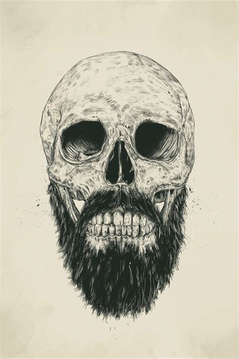 The Beard Is Not Dead Canvas Wall Art By Balazs Solti Icanvas Skull