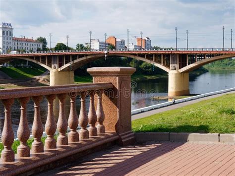 Vitebsk Belarus 5 August 2020 A Pleasure Boat On The River Over The Bridge Editorial Stock