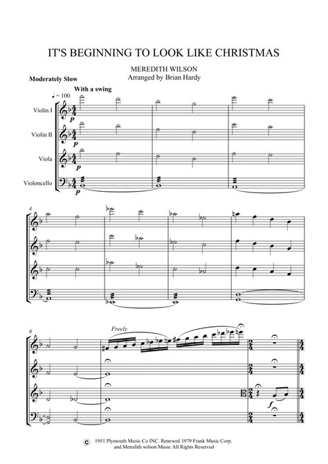 It S Beginning To Look Like Christmas Arr Brian Hardy Bacchus Quartet Sheet Music Meredith