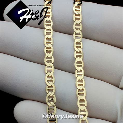 18 24men Women 18k Gold Filled 4mm Gold Mariner Gucci Link Chain