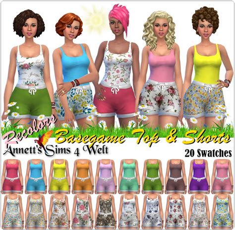 Basegame Tops And Shorts Recolors At Annetts Sims 4 Welt Sims 4 Updates