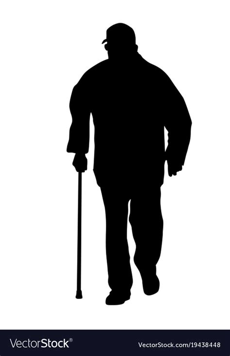 Old Man Walks With Cane Royalty Free Vector Image