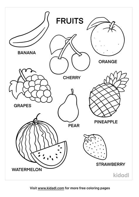 Free Names Of Fruits Coloring Page Coloring Page Printables Kidadl