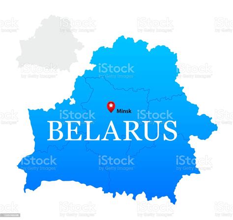 Ilustración De Mapa Azul De Bielorrusia Con Regiones Y Más Vectores