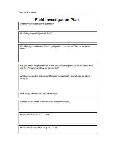 Investigation Plan Sample