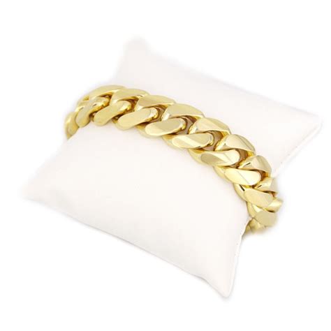 10K Cuban Link Gold Bracelet 15mm 23mm Grimal Jewelry