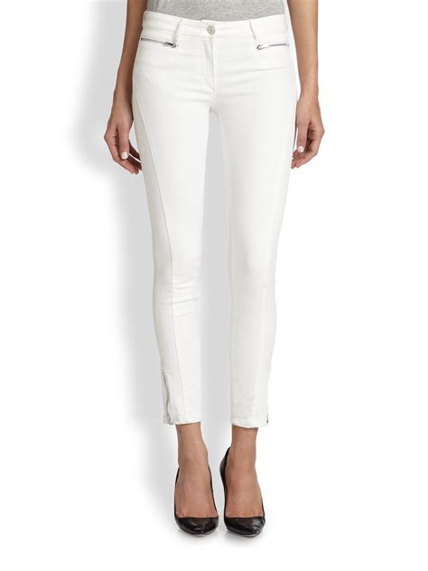 lyst 3x1 ankle zip skinny jeans in white