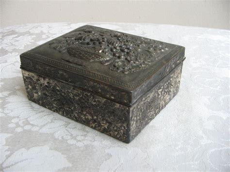 Vintage Silver Jewelry Box With Embossed Metal High Relief Etsy