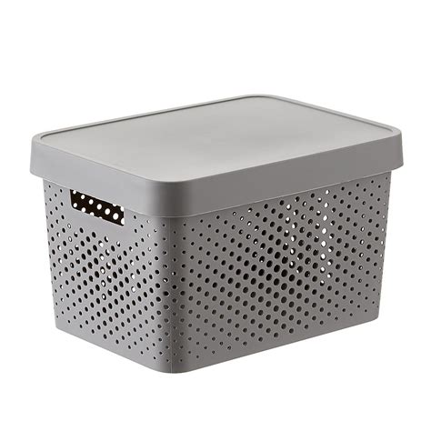 Curver Grey Infinity Plastic Storage Boxes With Lids The Container Store