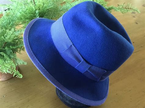 Royal Blue Felt Hat With Grosgrain Ribbon Etsy Denmark