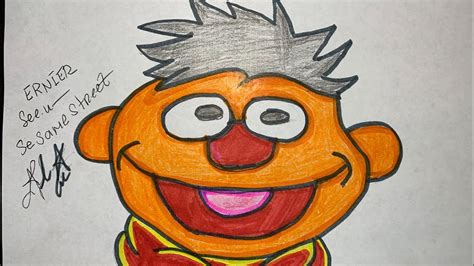 How To Draw ERNIE Sesame Street Character By Captain Larry Speed Drawing YouTube