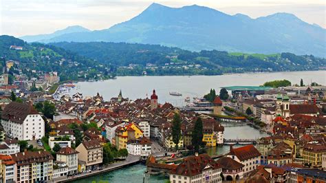 Wallpaper Switzerland Luzern Mountains Lake Cities 1920x1080