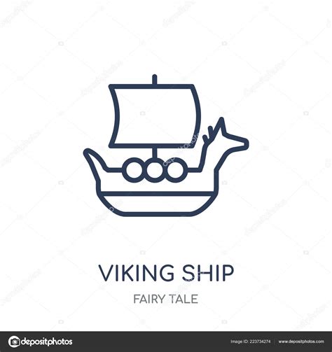 Icono Nave Vikinga Nave Vikinga Diseño Símbolo Lineal Colección Cuentos