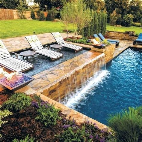 Pool With Waterfall Excellent Backyard Ideas Stone Cool Swimming