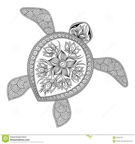 pattern  coloring book decorative graphic turtle stock vector image