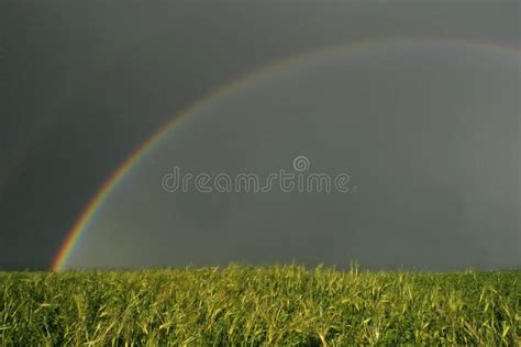 Rainbow Landscape Summer Storm Field Stock Photo Image Of Desolate