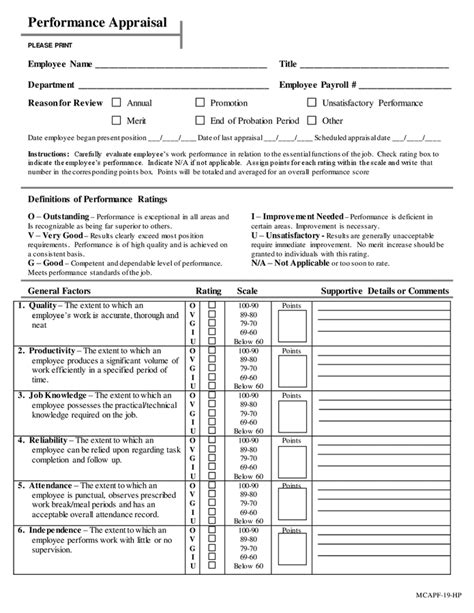 Performance Appraisal Form In Word And Pdf Formats