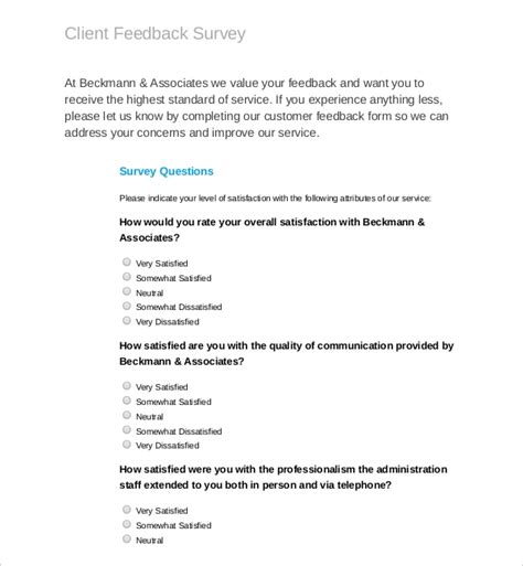 feedback survey templates  word  apple