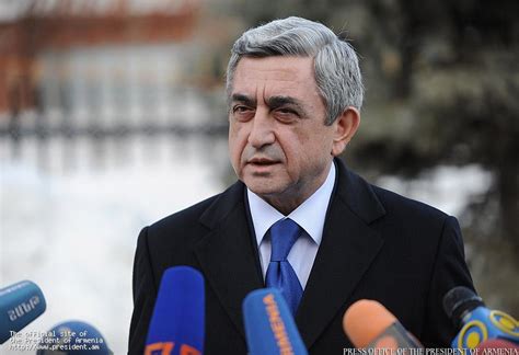 President Serzh Sargsyan Talks To The Journalists After Forum In