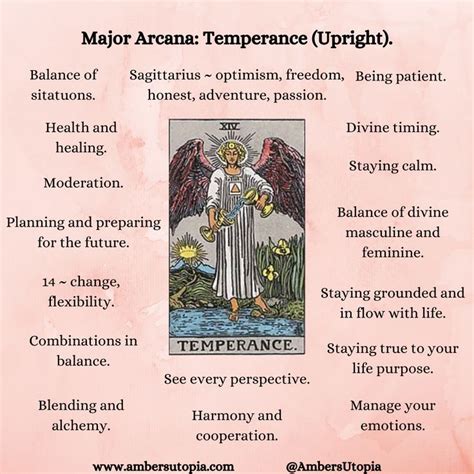 Temperance Upright Major Arcana Tarot Card Meanings In 2023