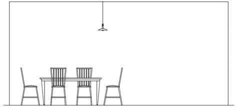 Autocad Drawing Of Elevation Of Dining Table And Chairs Cadbull