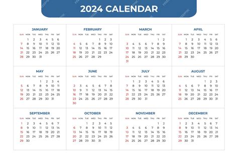 Plantilla De Calendario 2024 Vector Premium