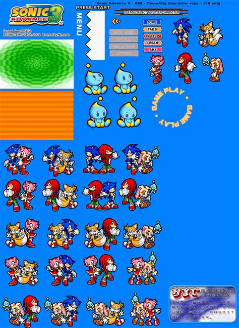 Game Boy Advance Sonic Advance 3 Character Select The Spriters