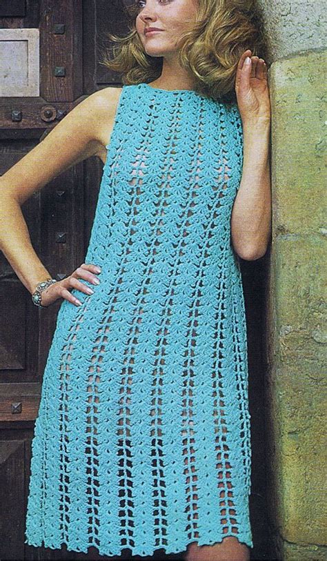 Pdf Vintage Womens Dress Crochet Pattern 1970s Leafy Lace Vintage Crochet Dresses Crochet Beach