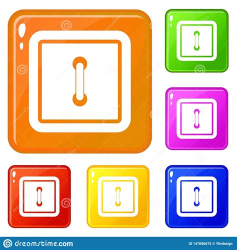 Sewn Square Button Icons Set Vector Color Stock Vector Illustration