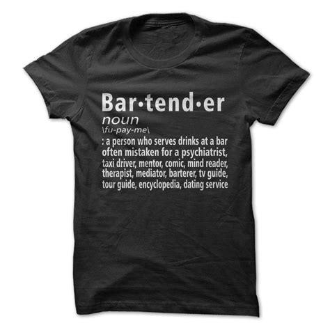 Bartender Definition Bartender Funny T Shirt Short Sleeve 100 Cotton