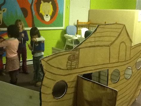 This Cardboard Noahs Ark That I Made For My Awana Preschool Class Was