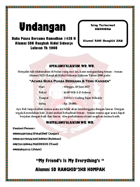 Contoh surat permintaan reuni non formal. 640 Contoh Surat Undangan Temu Kangen Alumni Gratis ...