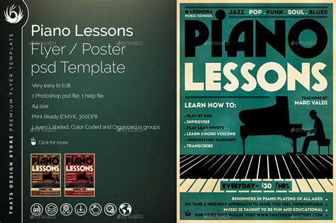 Enjoy downloading the guitar lessons free flyer template created by elegantflyer! Piano Lessons Flyer Template by lou606 | GraphicRiver