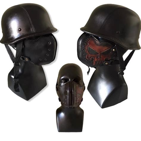 Punisher Skull Mask Motorcycle Mask Custom Leather Mask Etsy