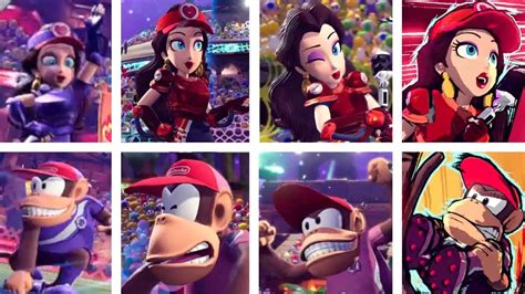 Mario Strikers Battle League All Pauline And Diddy Kong Animations Youtube