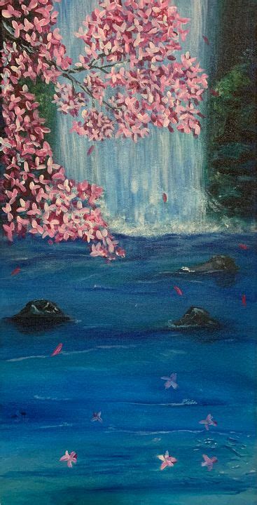 Cherry Blossom Waterfall Gabrielli Pichardo Paintings And Prints