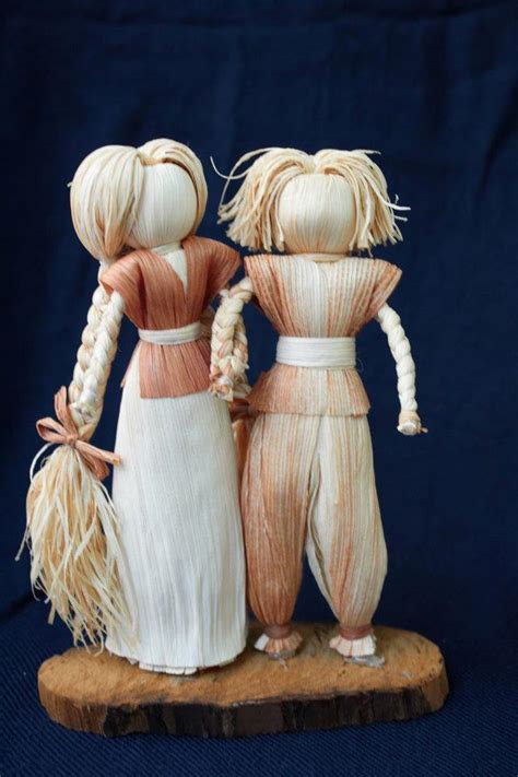 Corn Husk Doll Dancing Lord And Lady Dancing At The Ball In Pink Gown