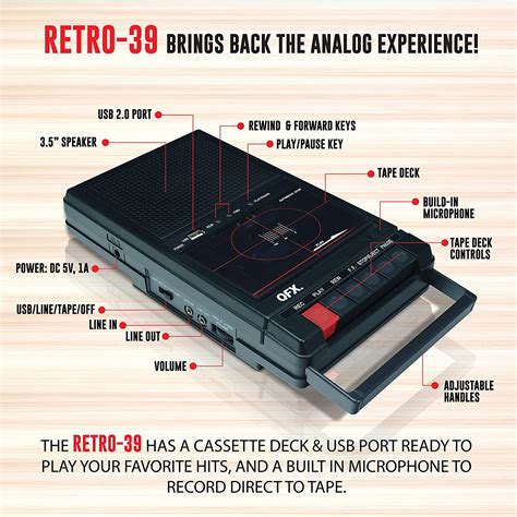 Buy Qfx Retro 39 Shoebox Tape Recorder Tape Deck Usb 20 Built In