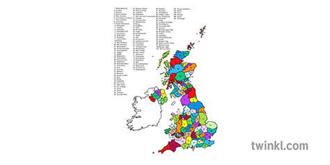 Blank Uk Counties Map Illustration Twinkl