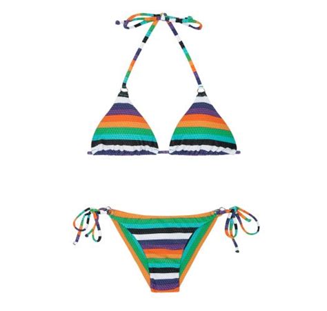 Bikinis Bikini Brasileño Con Rayas Multicolor Tepego Cheeky