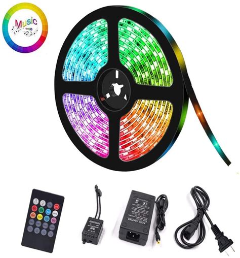 Led Strips Lights Rgb Sync To Music Dimmable Strip Kit 164ft5m 300 Leds