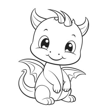 Cartoon Baby Dragon Coloring Pages Outline Sketch Drawing Vector