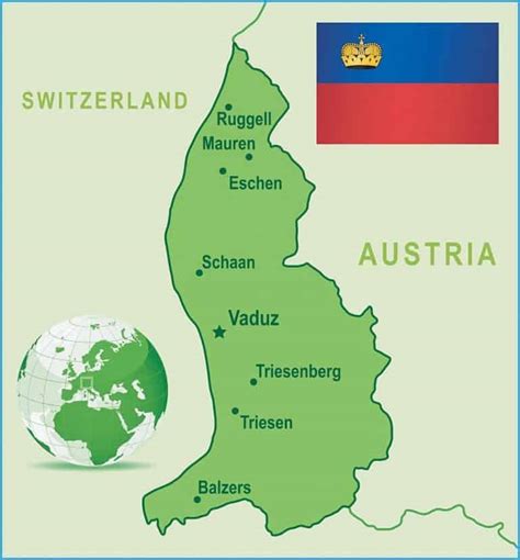 Principado de Liechtenstein en mapas: municipios importantes 2022