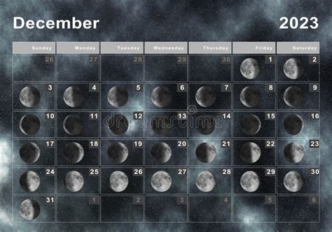 Ciclo Lunar De Diciembre De 2023 Stock De Ilustración Ilustración De