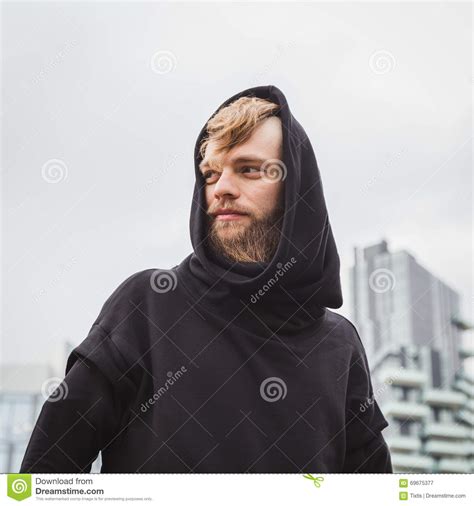 Stylish Bearded Man Posing In The Street Stock Image Image Of Model