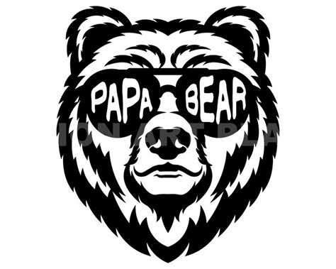 Papa Bear With Sunglasses Svg Clipart Image Cricut Svg Image Etsy