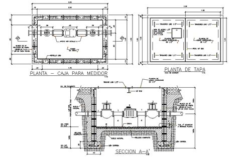 Plan Of Water Box Meter Is Given In This Autocad Drawing File Download