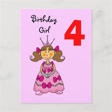 4 Years Old Girl Birthday Cards Zazzle Ca